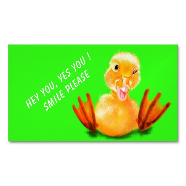 Funny Magnetic Business Card Happy Yellow Duck (Front)