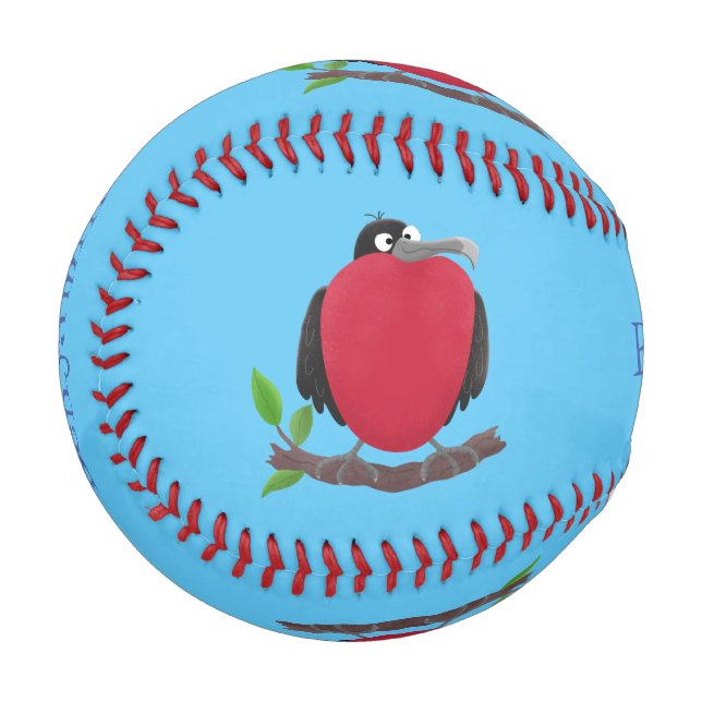 Funny magnificent frigate bird cartoon baseball (Front Left)