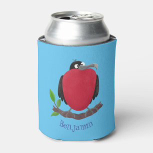Funny magnificent frigate bird cartoon can cooler