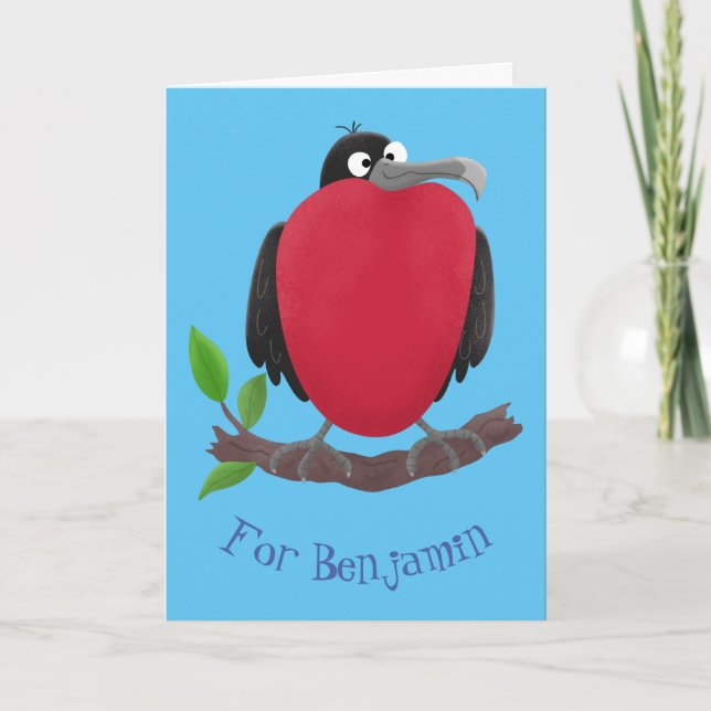 Funny magnificent frigate bird cartoon card (Front)