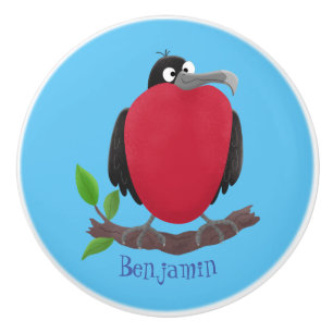 Funny magnificent frigate bird cartoon ceramic knob