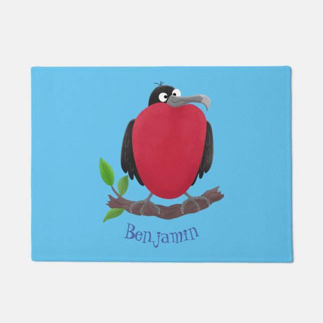 Funny magnificent frigate bird cartoon doormat (Front)
