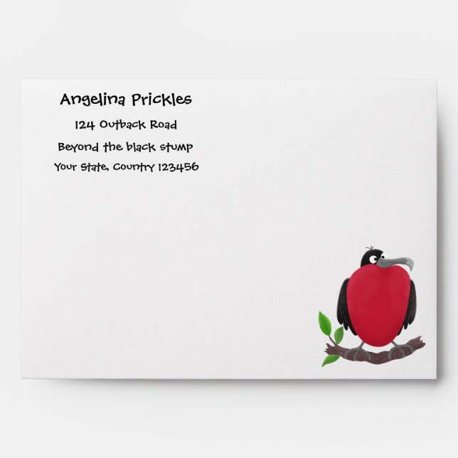 Funny magnificent frigate bird cartoon envelope (Front)