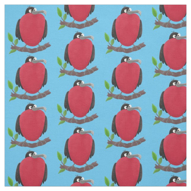 Funny magnificent frigate bird cartoon fabric (Swatch)