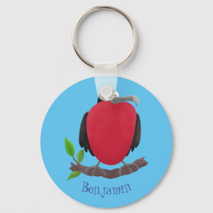 Funny magnificent frigate bird cartoon key ring