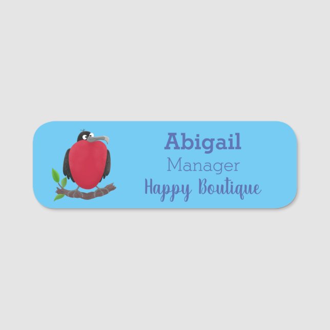 Funny magnificent frigate bird cartoon  name tag (Front)