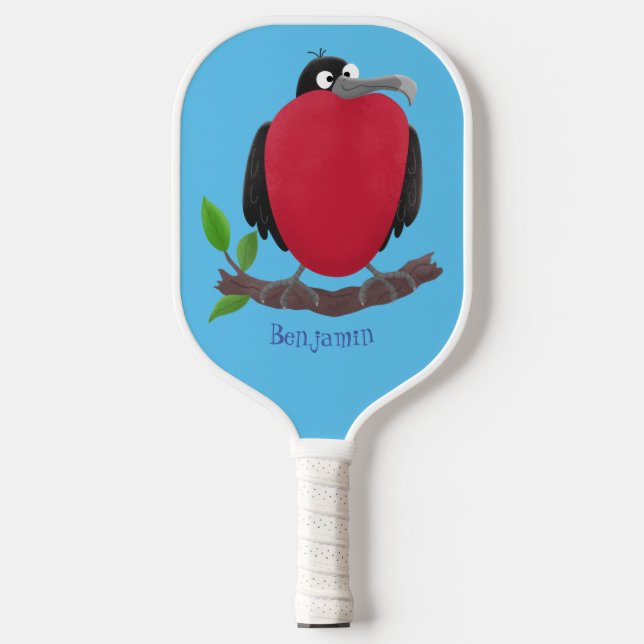 Funny magnificent frigate bird cartoon  pickleball paddle (Front)