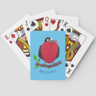 Funny magnificent frigate bird cartoon playing cards
