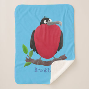 Funny magnificent frigate bird cartoon sherpa blanket