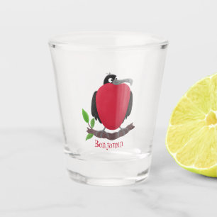 Funny magnificent frigate bird cartoon shot glass