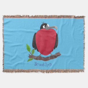 Funny magnificent frigate bird cartoon throw blanket