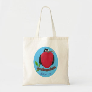 Funny magnificent frigate bird cartoon tote bag