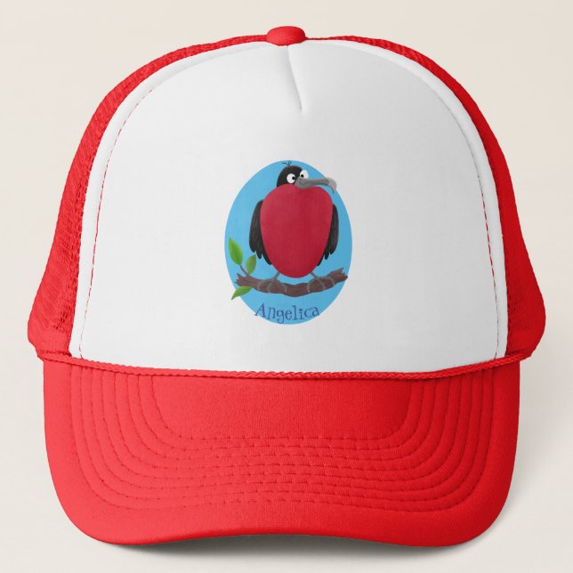 Funny magnificent frigate bird cartoon trucker hat (Front)