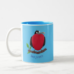 Funny magnificent frigate bird cartoon Two-Tone coffee mug