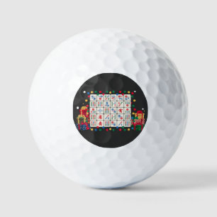 Funny Mahjong Christmas Light Santa Hat Golf Balls
