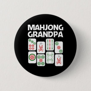 Funny Mahjong Gift Grandpa Dad Men Tile Game Lover 6 Cm Round Badge