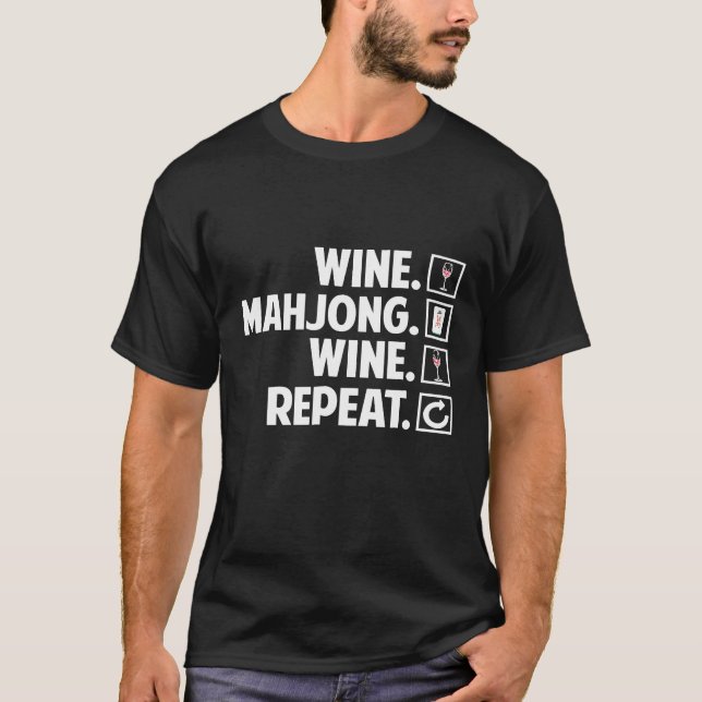 Funny Mahjong Tee Mah Jong Wine Lover Game Lovers (Front)