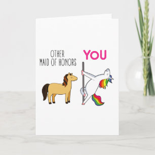 Funny Maid Of Honour Proposal, Cute Unicorn Holiday Card