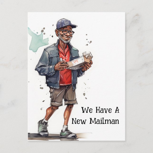 Funny Mailman Moving Announcement Postcard (Front)