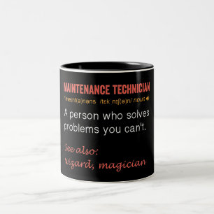 Funny Maintenance Technician Definition Two-Tone Coffee Mug