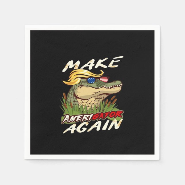 Funny Make Amerigator Again Donald Parody American Napkin (Front)