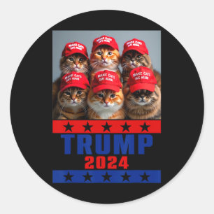 Funny Make Cats Save Again Trump Usa President Ele Classic Round Sticker