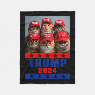 Funny Make Cats Save Again Trump Usa President Ele Fleece Blanket