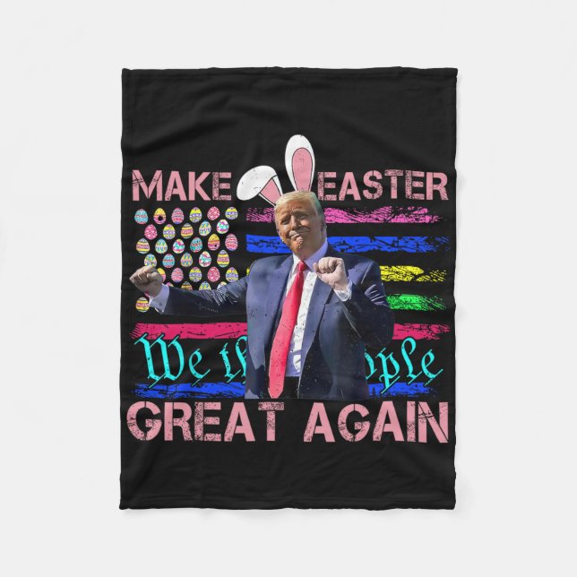 Funny Make Easter Great Again Trump Dancing Easter Fleece Blanket (Front)