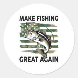 Funny Make Fishing Great Again Camo B Fish America Classic Round Sticker