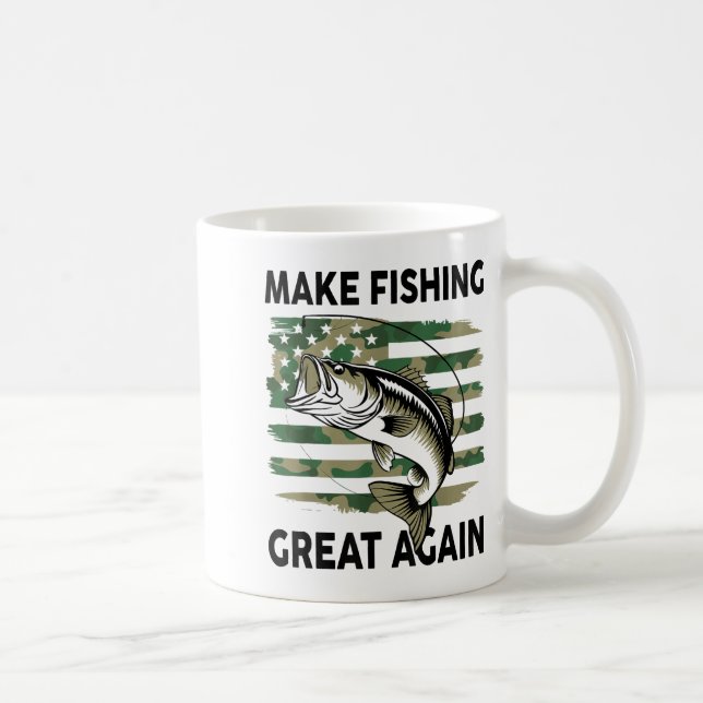 Funny Make Fishing Great Again Camo B Fish America Coffee Mug (Right)