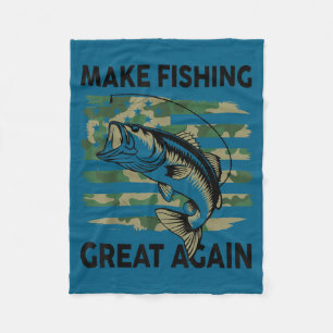 Funny Make Fishing Great Again Camo B Fish America Fleece Blanket