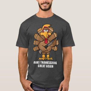 Funny Make Thanksgiving Great Again Turkey Cartoon T-Shirt