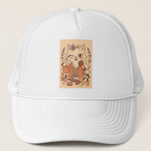 Funny Makeup Cat Hat - Cute Cartoon Cap for Her