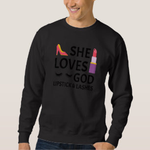 Funny Makeup Lipstick Art Girl Women Lashes & Lips Sweatshirt