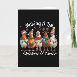 Funny Making A List Chicken It Twice Christmas Xma Card