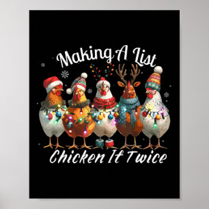 Funny Making A List Chicken It Twice Christmas Xma Poster