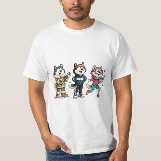 Funny Malamute Squad Shirt Cute Dog Trio Tee (Front)