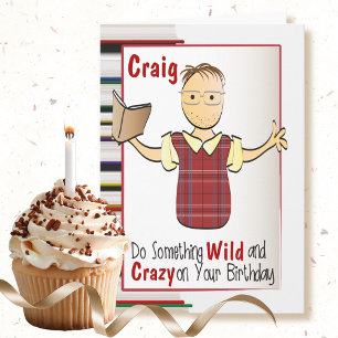 Funny Male Book Worm Birthday Card to Personalise