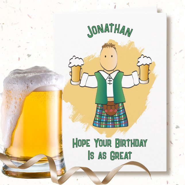 Funny Male Cartoon Kilt Humourous Saying Birthday Card (Creator Uploaded)