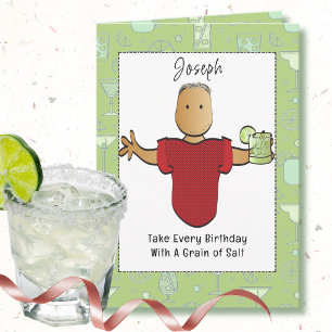 Funny Male Cartoon Margarita Birthday Card