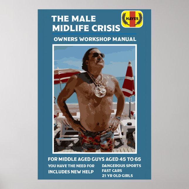 Funny Male Midlife Crisis Gifts Poster (Front)