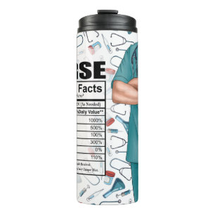 Funny Male Nurse Nutritional Facts Thermal Tumbler