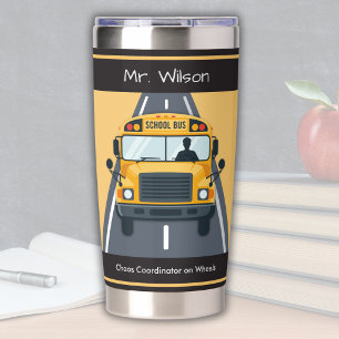 Funny Male School Bus Driver Appreciation Gift Insulated Tumbler