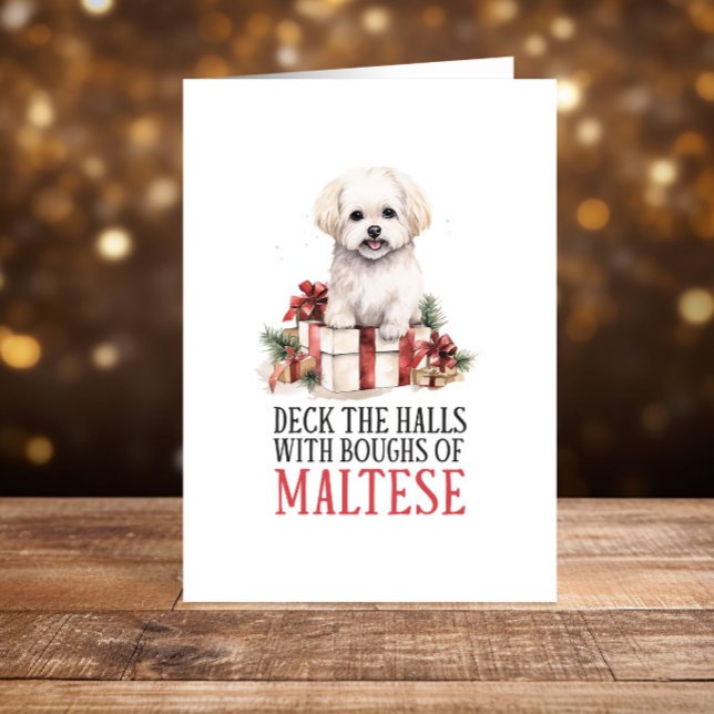 Funny Maltese Christmas Happy Holidays Holiday Card (Creator Uploaded)