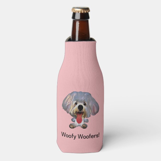 Funny Maltese Dog Bottle Cooler (Bottle Front)