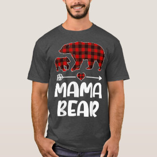 Funny Mama Bear Christmas Pajama Red Plaid Buffalo T-Shirt