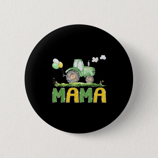 Funny Mama Birthday Boy Tractor Farm Truck Matchin 6 Cm Round Badge (Front)