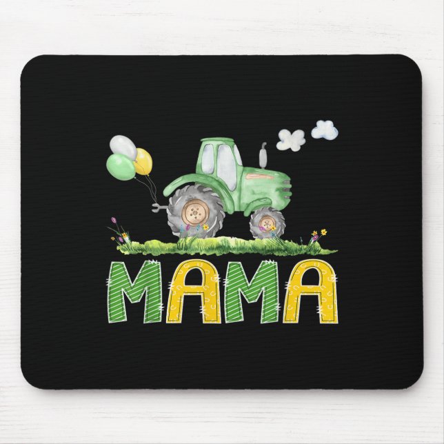 Funny Mama Birthday Boy Tractor Farm Truck Matchin Mouse Pad (Front)