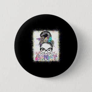Funny Mama Bunny Messy Bun Easter Day Family Appar 6 Cm Round Badge