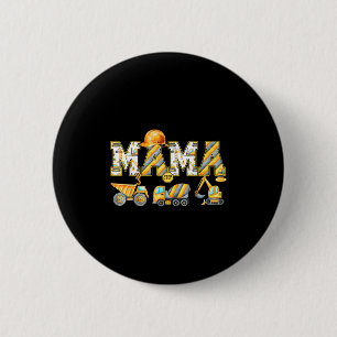 Funny Mama Construction Excavator Kids Matching Fa 6 Cm Round Badge